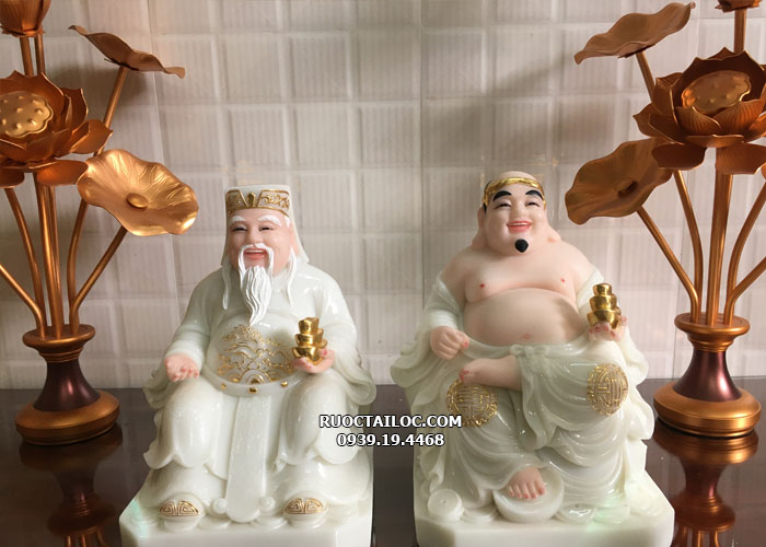 tượng ông địa thần tài trắng viền vàng đẹp