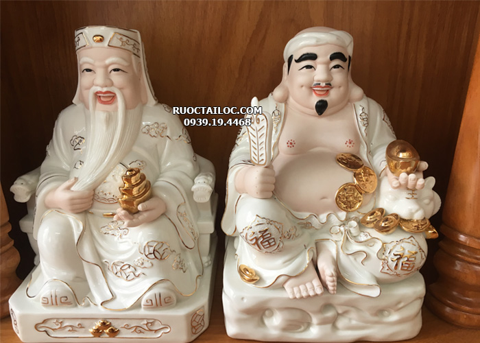 tượng ông địa thần tài bằng sứ trắng đẹp