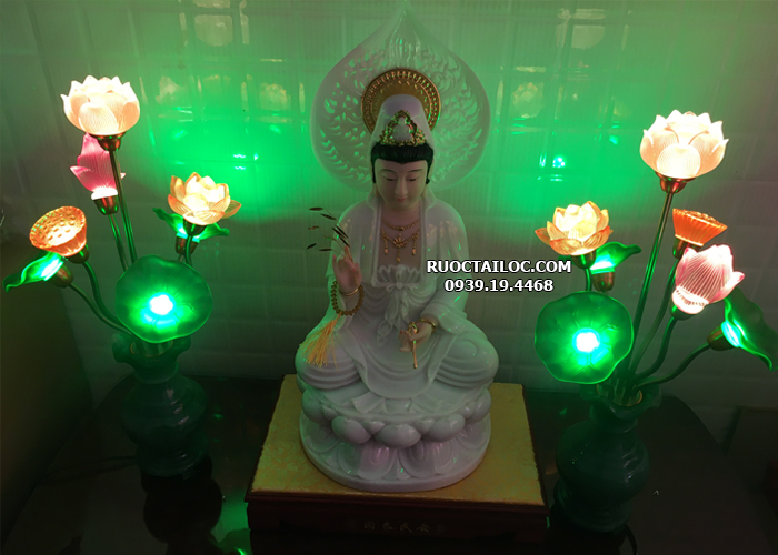 đèn bình ngọc phong thủy trang trí bàn thờ Phật đẹp