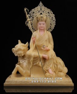 tượng dịa tạng vương bồ tát đẹp bằng đá cưỡi đề thính thạch anh