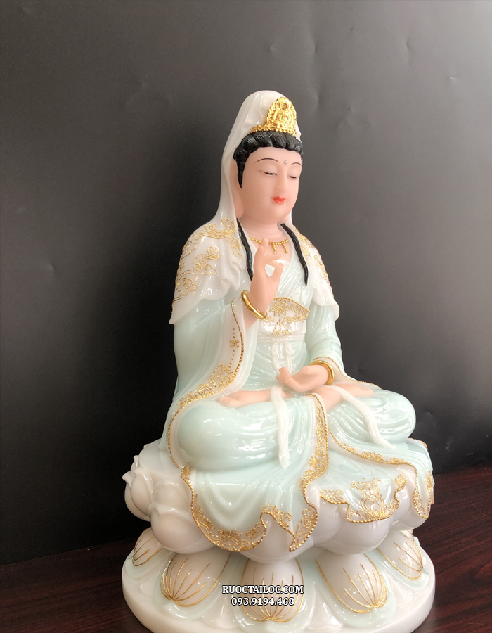 tượng quan âm xanh viền vàng đẹp giá rẻ nhất