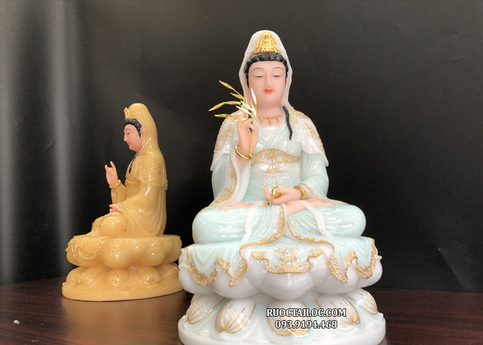 tượng quan âm xanh viền vàng đẹp giá rẻ nhất