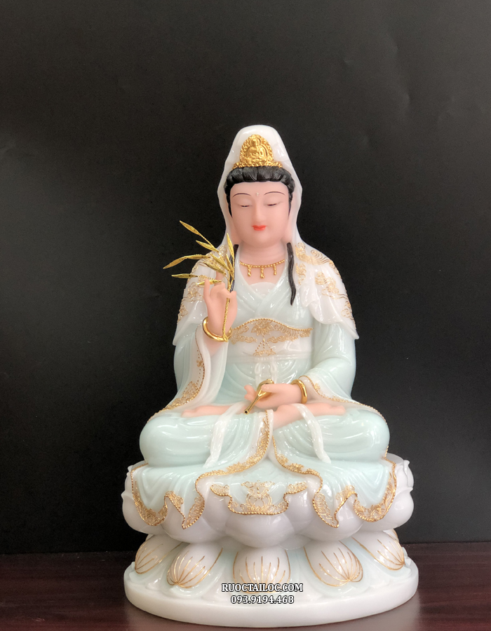 tượng quan âm xanh viền vàng đẹp giá rẻ nhất