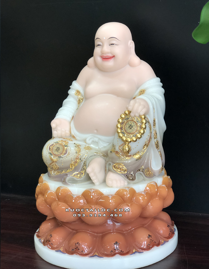 Tượng Phật Di Lặc bằng đá khoáng dát vàng đẹp nhất