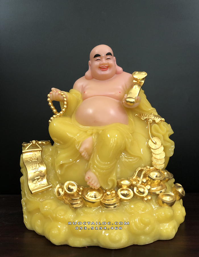 Tượng Phật Di Lặc bằng bột đá màu thạch anh - DLBT - 008