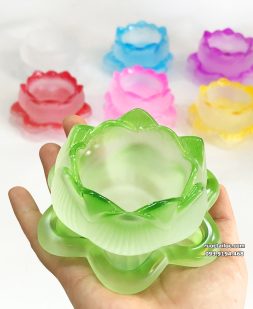 đế đèn cầy hoa sen lưu ly để nến đẹp