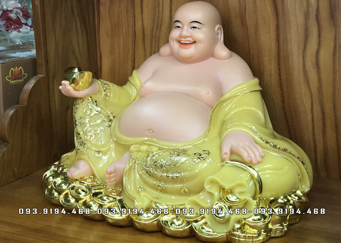 Tượng Phật di lặc màu vàng thạch anh đẹp