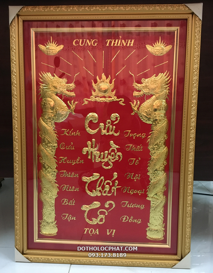 Bài vị Cửu Huyền Thất Tổ rồng vàng chữ Việt