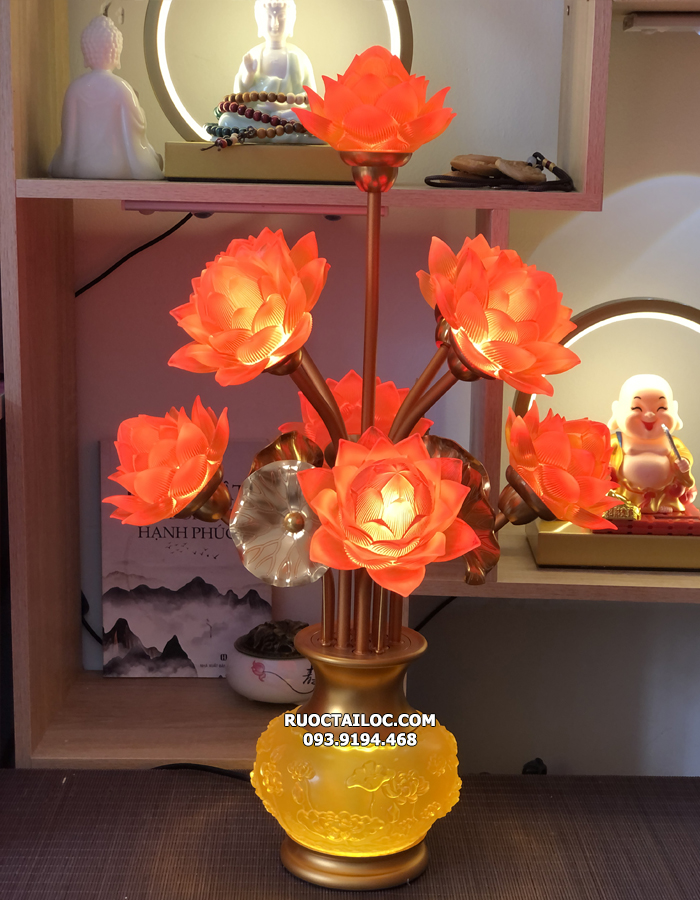 đèn thờ cúng Phật đẹp nhiều kích thước nhiều bông