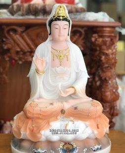 tượng quan âm bồ tát đá khoáng cam đẹp