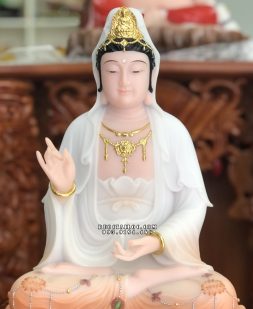 tượng quan âm bồ tát đá khoáng cam đẹp