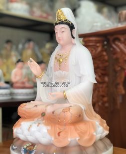 tượng quan âm bồ tát đá khoáng cam đẹp