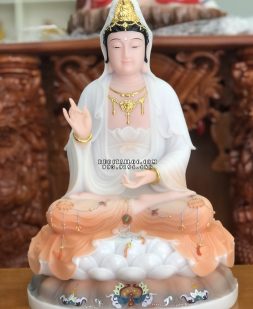 tượng quan âm bồ tát đá khoáng cam đẹp