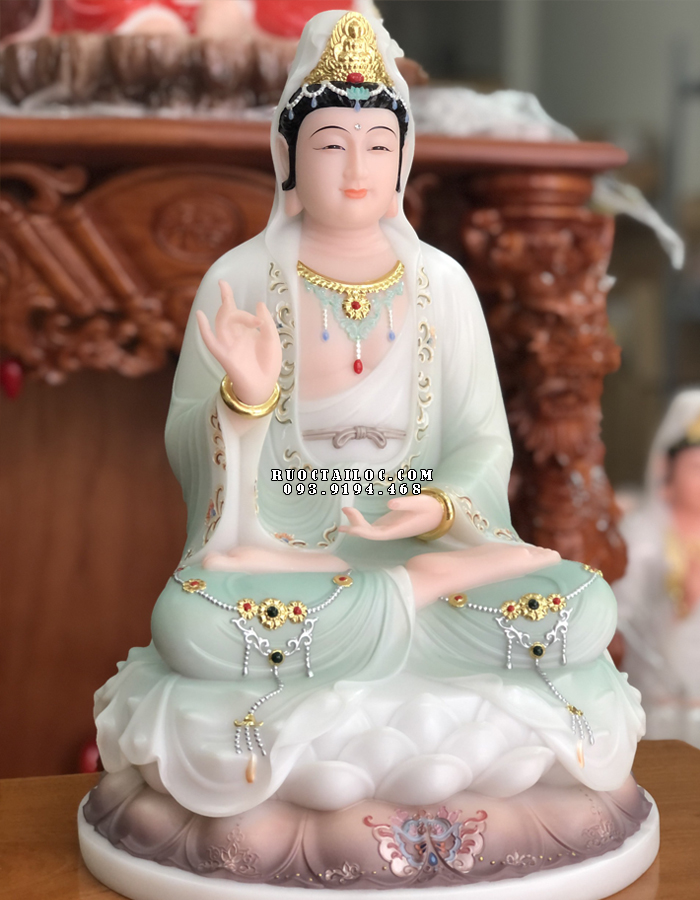 tượng quan âm bằng bột đá khoáng xanh đẹp