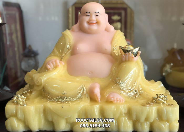 tượng phật di lặc đế vuông thạch anh vàng ngọc đẹp