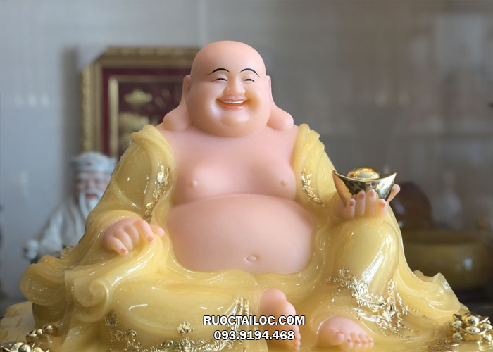 tượng phật di lặc đế vuông thạch anh vàng ngọc đẹp