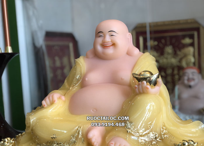 tượng phật di lặc đế vuông thạch anh vàng ngọc đẹp