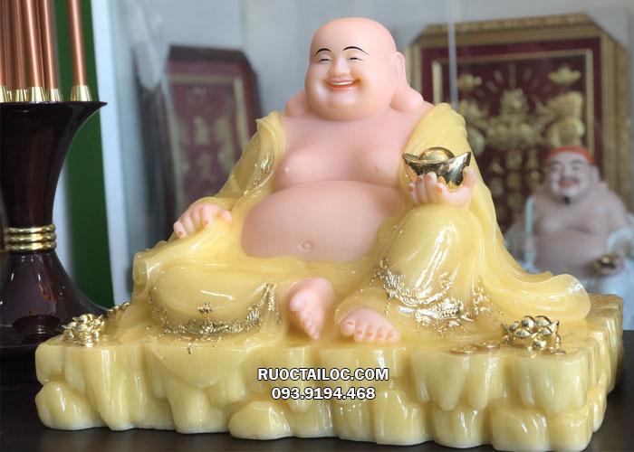 tượng phật di lặc đế vuông thạch anh vàng ngọc đẹp