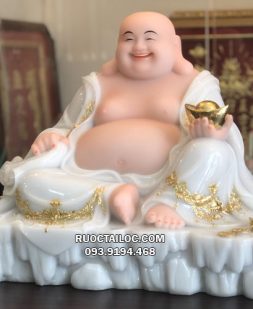 tượng phật di lặc trắng đế vuông đẹp