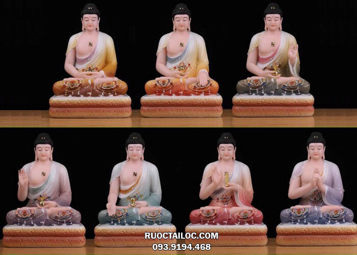 Tượng Phật Dược Sư bằng bột đá cao cấp vẽ gấm đẹp nhất