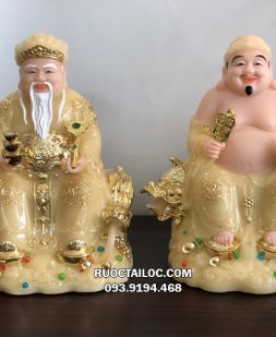 tượng ông địa thần tài thạch anh cá rồng đẹp