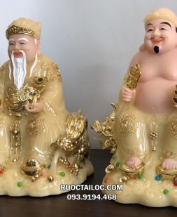 tượng ông địa thần tài thạch anh cá rồng đẹp