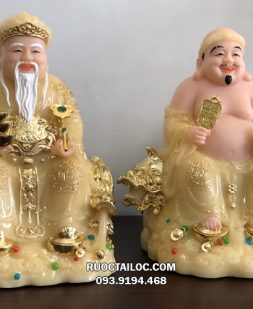 tượng ông địa thần tài thạch anh cá rồng đẹp