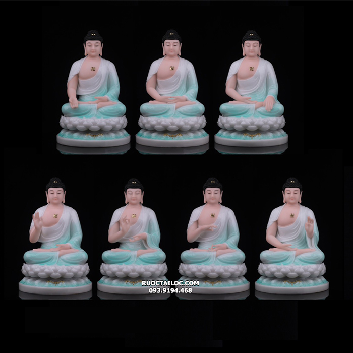 Tượng Phật Dược Sư đẹp bằng bột đá xanh ngọc 
