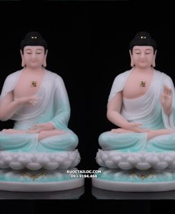 Tượng Phật Dược Sư đẹp bằng bột đá xanh ngọc