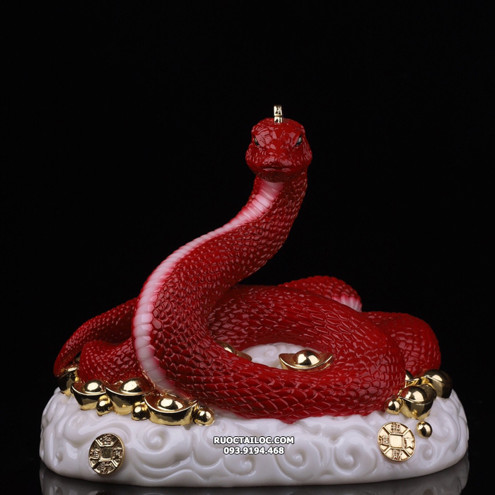 tượng rắn phong thủy đẹp bằng bột đá đỏ