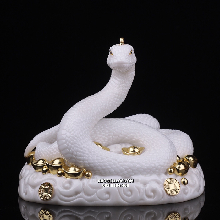 tượng rắn phong thủy đẹp bằng bột đá trắng