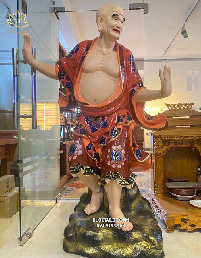 tượng 18 Vị La Hán Đẹp Cao 1.63m bằng Poly vẽ Gấm Nhật