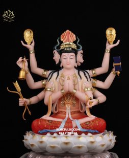 tượng Chuẩn Đề bằng bột đá vẽ gấm đẹp