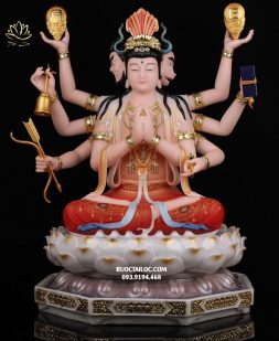 tượng Chuẩn Đề bằng bột đá vẽ gấm đẹp