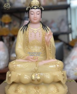 tượng đại thế chí bồ tát đẹp bằng bột đá thạch anh áo rủ