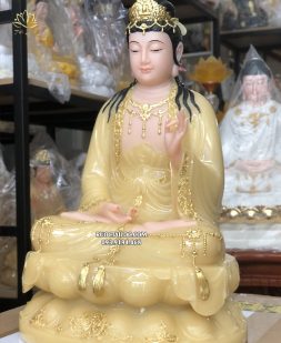tượng đại thế chí bồ tát đẹp bằng bột đá thạch anh áo rủ