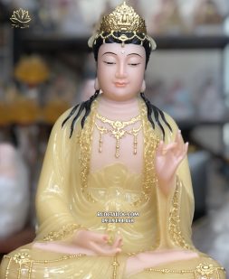 tượng đại thế chí bồ tát đẹp bằng bột đá thạch anh áo rủ