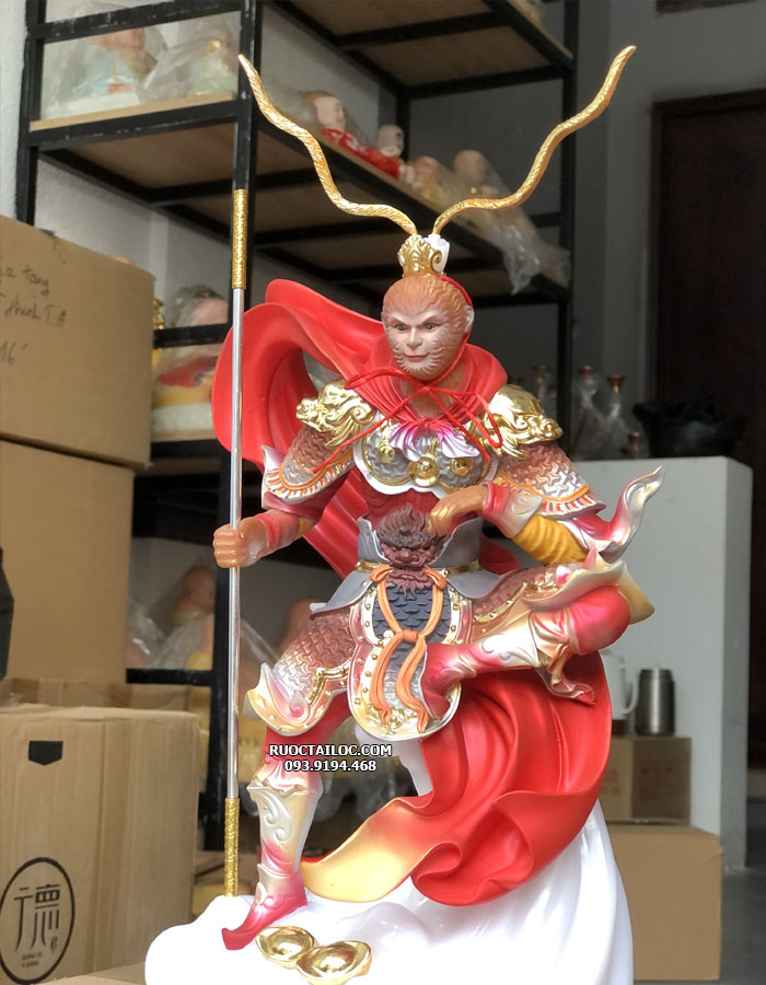 tượng tề thiên đại thánh tôn ngộ không bằng đá vẽ gấm