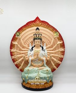 tượng Thiên Thủ Thiên Nhãn bằng poly vẽ gấm đẹp