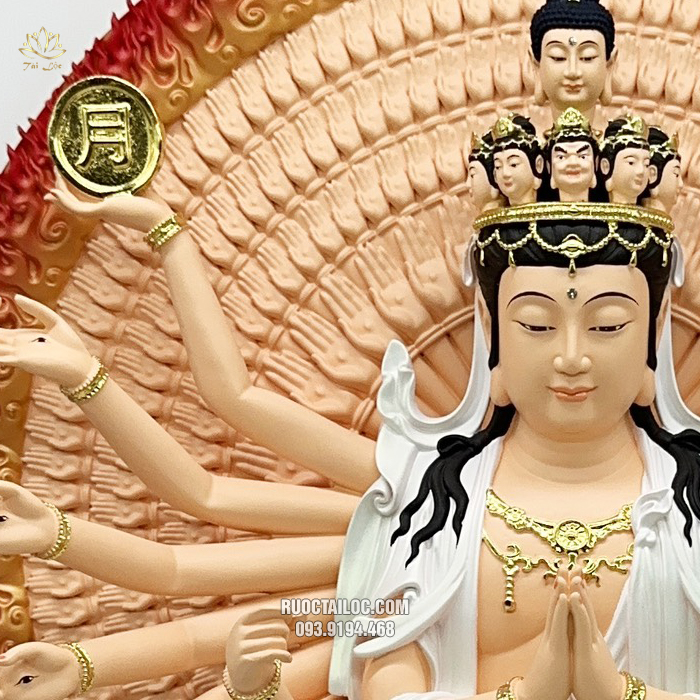 tượng Thiên Thủ Thiên Nhãn bằng poly vẽ gấm đẹp