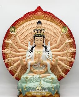 tượng Thiên Thủ Thiên Nhãn bằng poly vẽ gấm đẹp