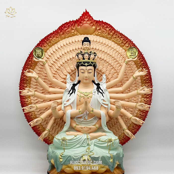 tượng Thiên Thủ Thiên Nhãn bằng poly vẽ gấm đẹp