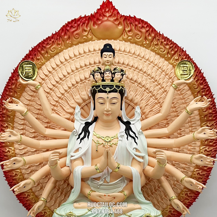 tượng Thiên Thủ Thiên Nhãn bằng poly vẽ gấm đẹp