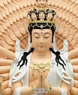 tượng Thiên Thủ Thiên Nhãn bằng poly vẽ gấm đẹp