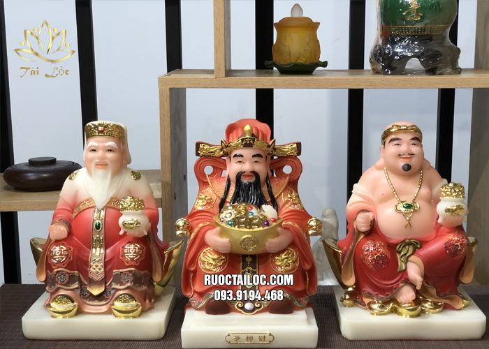 Bộ 3 ông thần tài thổ địa vẽ gấm đẹp
