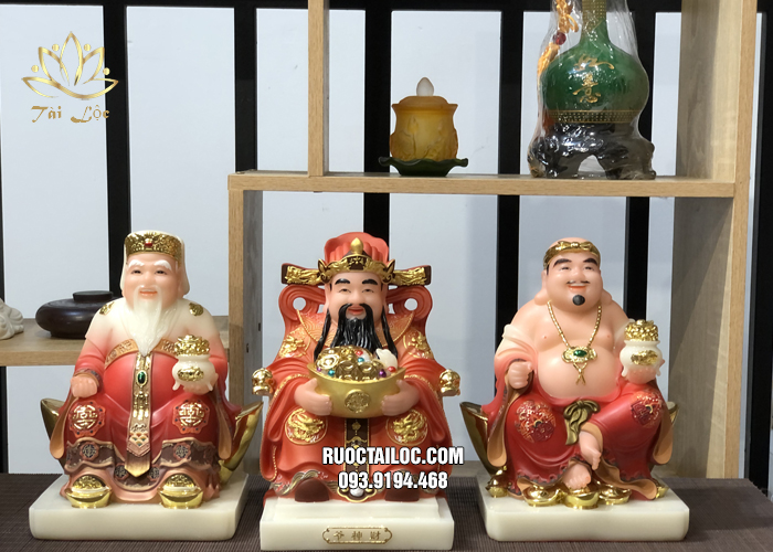 Bộ 3 ông thần tài thổ địa vẽ gấm đẹp