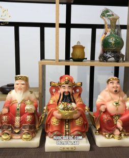 Bộ 3 ông thần tài thổ địa vẽ gấm đẹp