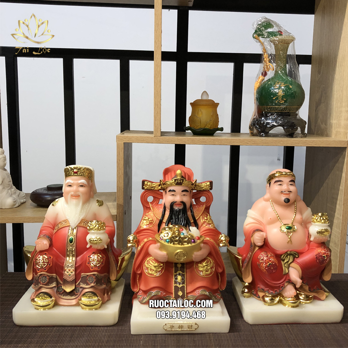 Bộ 3 ông thần tài thổ địa vẽ gấm đẹp