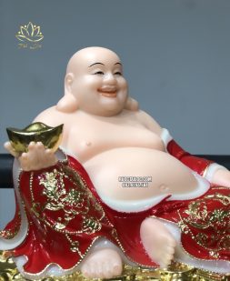Tượng Phật Di Lặc đá đỏ đẹp đế nhiều thỏi vàng