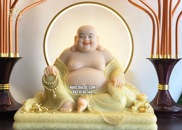 Tượng Phật Di Lặc thạch anh đế vuông DLBT-044